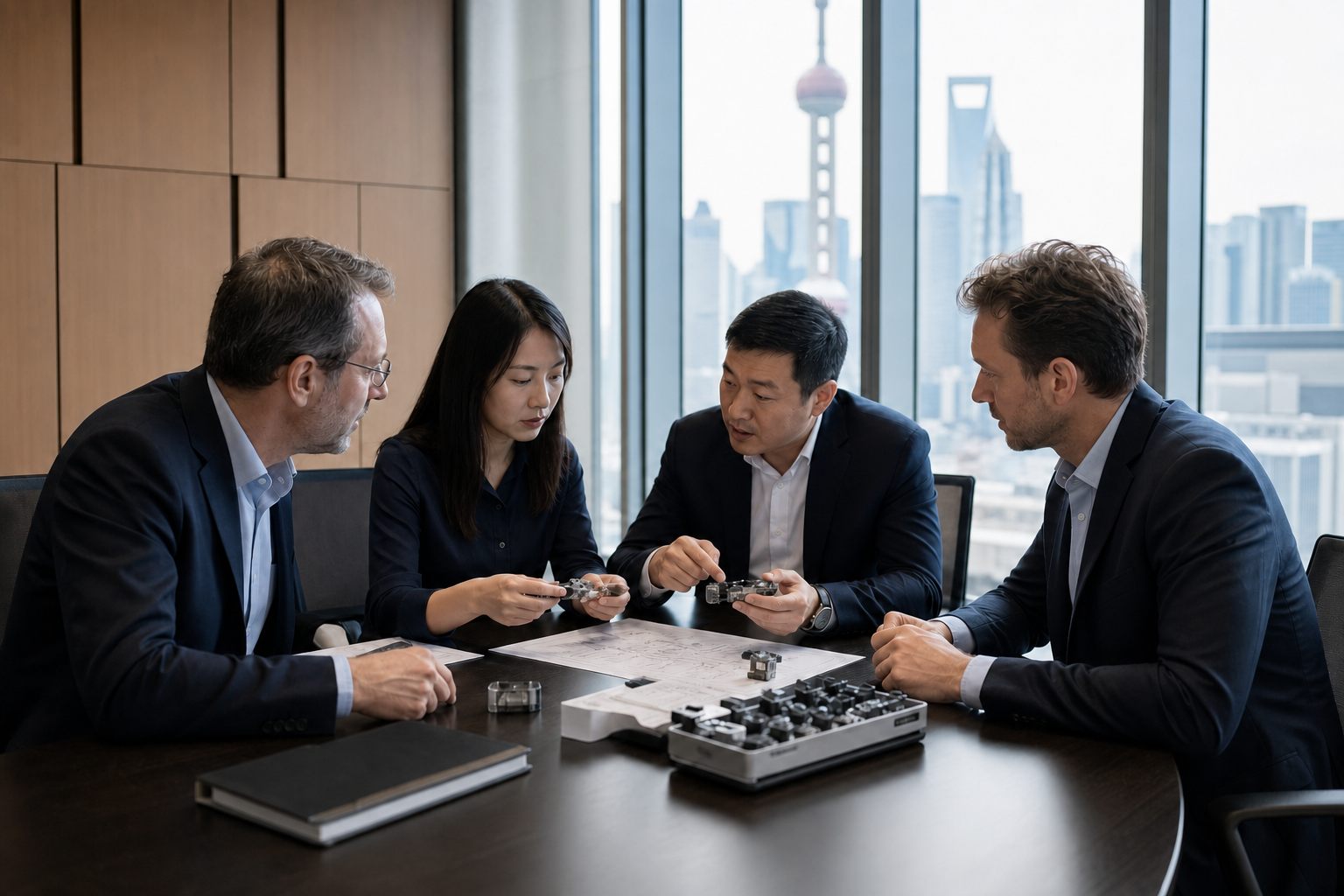 Cross-border technical meeting with product samples
